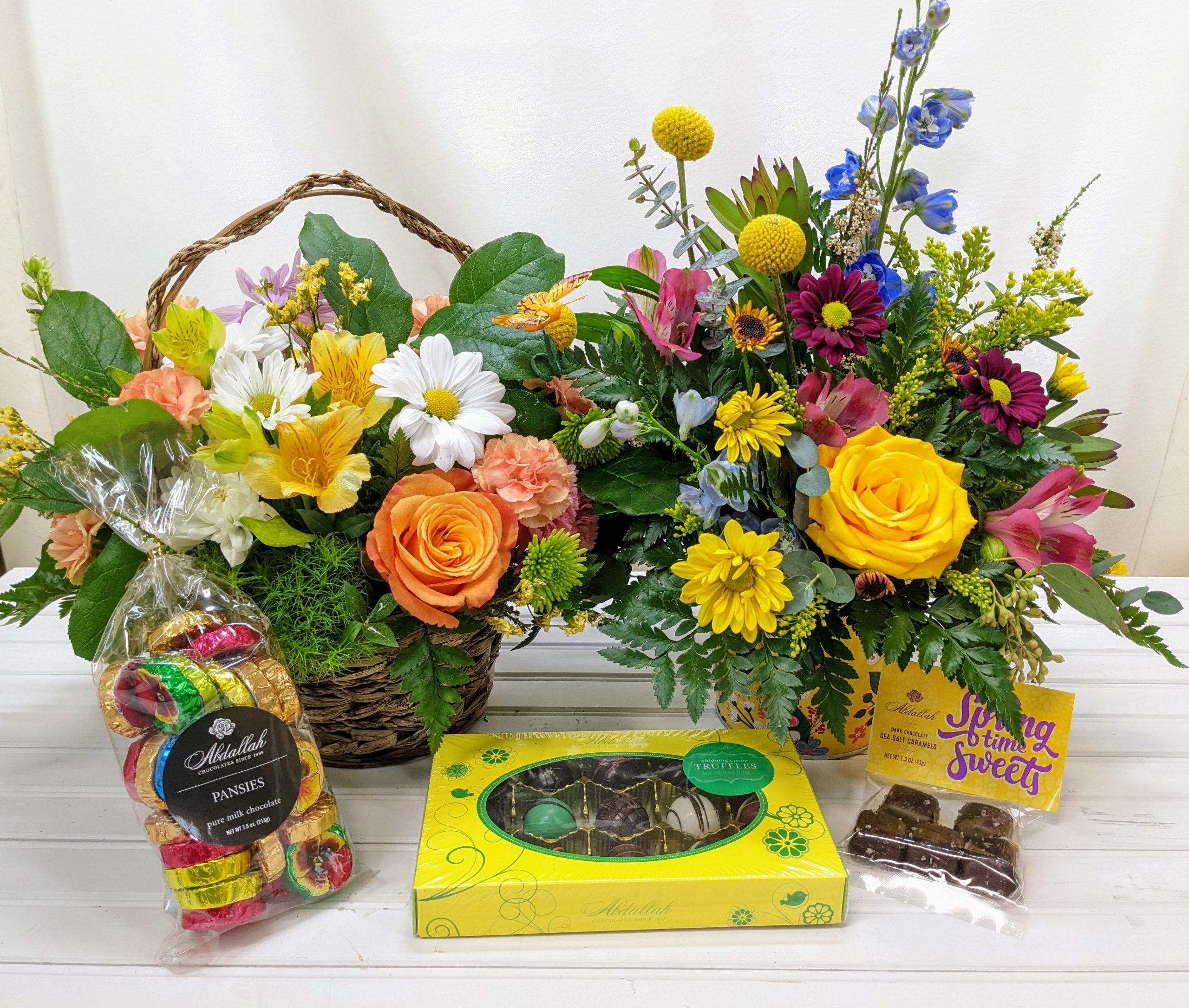 easter flowers and candy