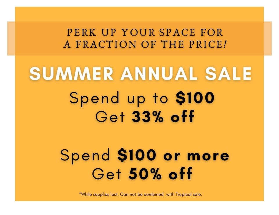 Summer annual sale details. Spend up to $100, get 33% off. Spend $100 more, get 50% off